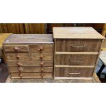 A pine table top chest of drawers together with another table top chest of drawers
