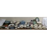 A Wedgwood blue jasper cheese dish and cover together with a Royal Worcester part dessert set,