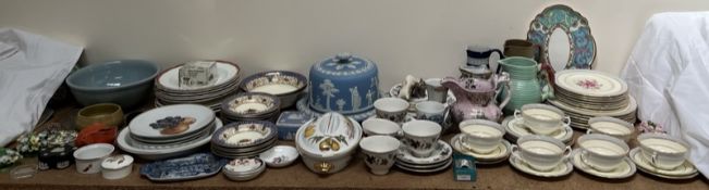 A Wedgwood blue jasper cheese dish and cover together with a Royal Worcester part dessert set,