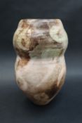 A smoked and polished red ware tea jar of double gourd form, possibly Sado Island,