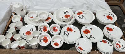 A Wedgwood Susie Cooper Design Corn Poppy pattern part dinner and coffee set