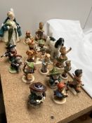 A collection of Hummel figures together with two Royal Doulton figures,