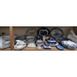 Assorted blue and white pottery plates decorated in the Lambton Hall, Durham,