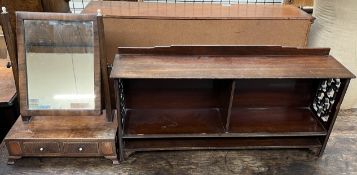 A 19th century mahogany toilet mirror with a rectangular plate above two drawers on bracket feet,