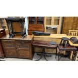 A Victorian mahogany card table together with a sideboard, nest of tables,