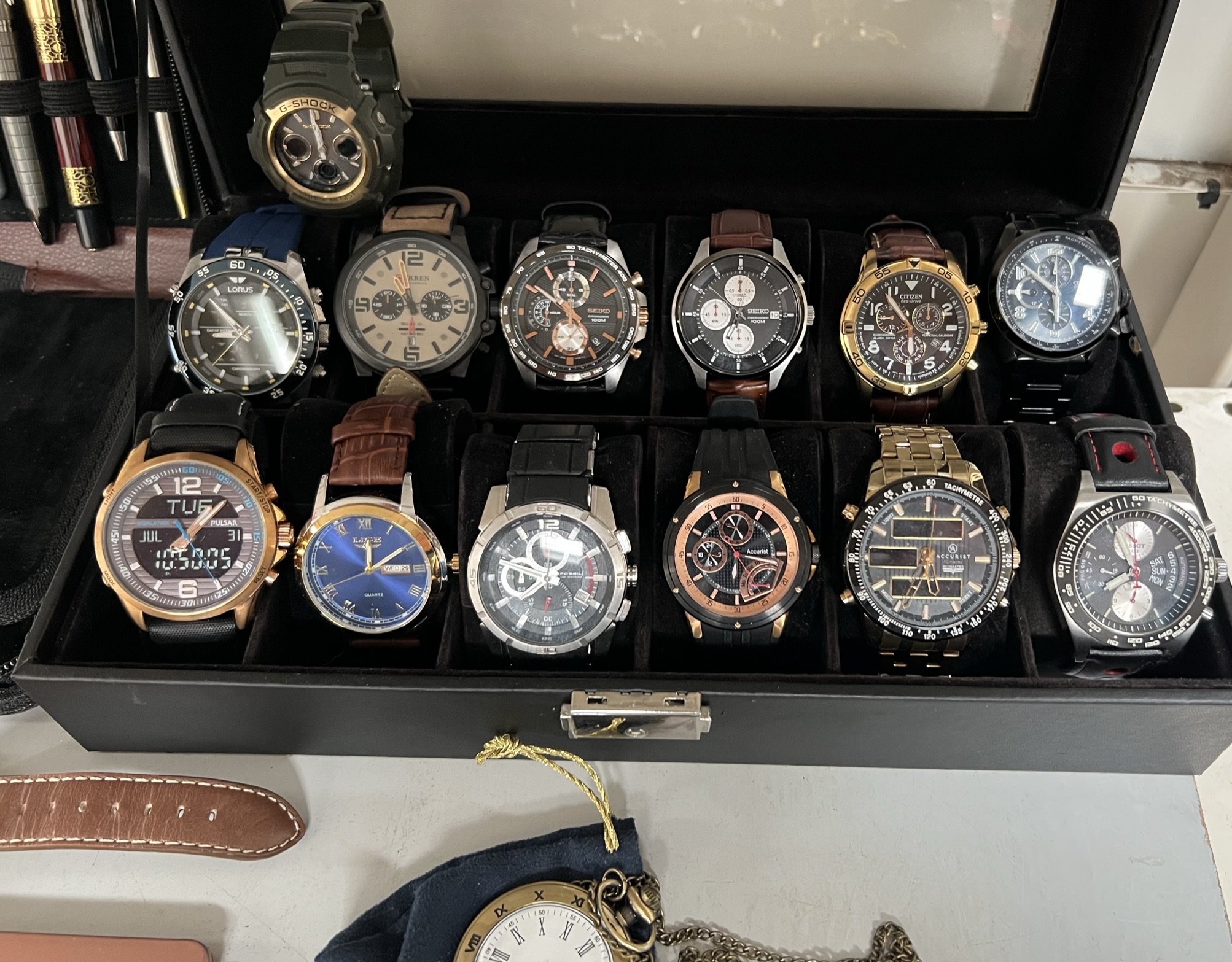 A collection of modern Gentleman's wristwatches including a Lorus chronograph, Curren chronograph, - Image 2 of 3