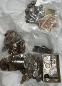 A large collection of coins including shillings, pennies, six pences, etc and other world coins,