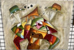 20th century British School Jazz players Oil on canvas 91 x 121cm