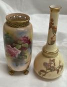 A Royal Worcester porcelain vase with a pierced rim,