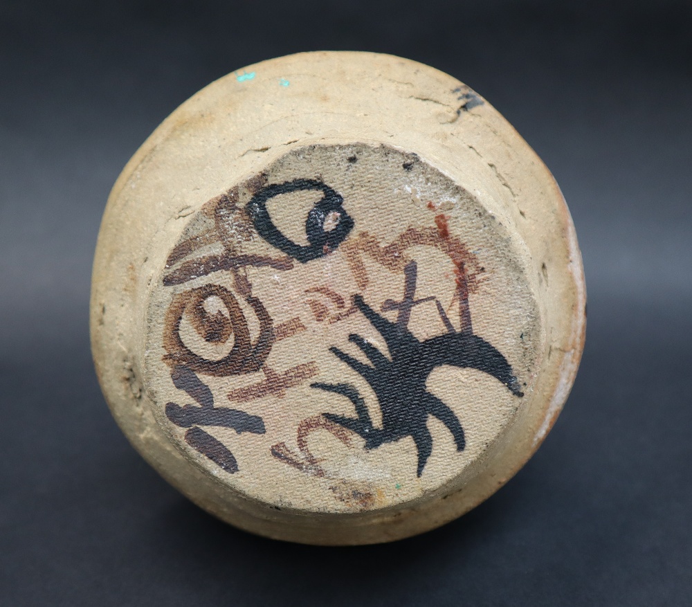 A studio pottery vase with abstract decoration, various painted marks to the base, 10. - Image 8 of 10