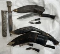 A Kukri dagger with inlaid handle,