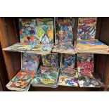 A collection of DC comics including Superman, Green Lantern, Batman, Spiderman, Eagle,