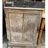A 19th century collectors side cabinet witrh a moulded rectangular top above a single door