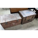 A hardwood trunk with iron straps stencilled "UNACCOMPANIED" LT-Col D.R.