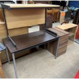 A modern desk together with a modern table,