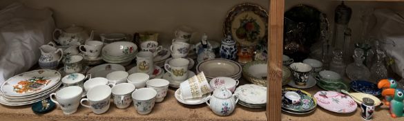 Royal Doulton tea wares together with other tea wares, vases and cover, fruit decorated plate,