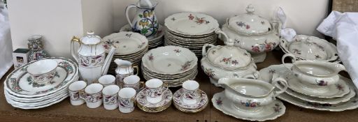 A Rosenthal Pompadour pattern part dinner set together with a Royal Crown Derby Princess pattern