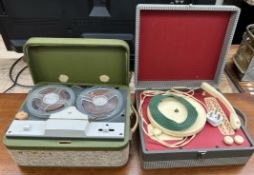 An Elpico reel to reel tape player together with a Regentone record player