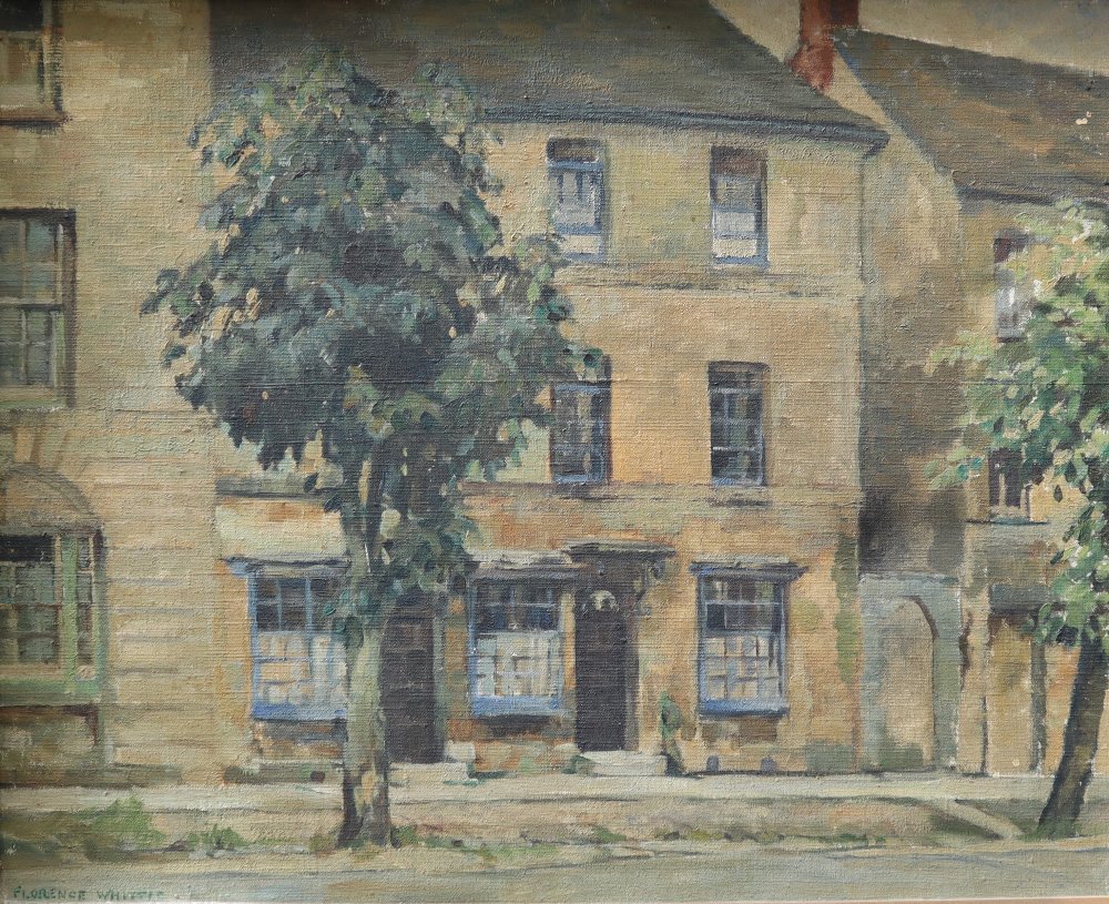Florence Whittle "The Georgian House", Oil on canvas Signed and label verso 40 x 49.