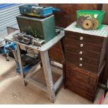 A large pillar drill (Sold for parts only), together with a cast iron stand,