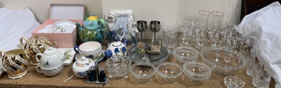 Leonardo cup and saucer together with Lilliput Lane cottages, stainless steel goblets, photo frame,