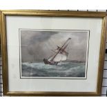 F J Aldridge Boat on a choppy sea Watercolour Signed 25 x 35cm