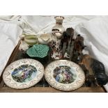 Masons Mandalay pattern jugs together with Beswick horses,