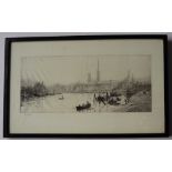 William Lionel Wyllie Rouen An Etching Signed in pencil to the margin 16.5 x 37.