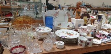 A Royal Worcester porcelain Evesham pattern part dinner set together with decorative figures,