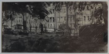 Peter Brown A street scene Charcoal Signed and dated '97 37 x 17.