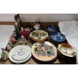 A collection of Royal Doulton Series ware bowls and plates together with Royal Doulton figures,