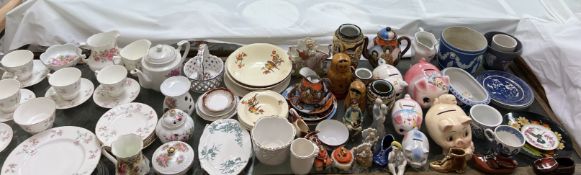 A Duchess pattern part tea service together with Japanese part tea set, pig money boxes,