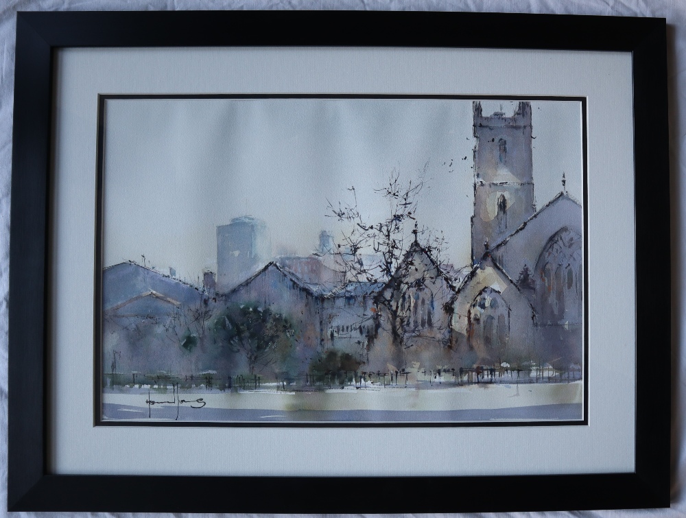 Howard Jones St Johns from working street Watercolour Signed Labels verso 35. - Image 2 of 4