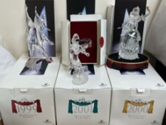 Three Swarovski crystal Masquerade collectors club figures, including 1999 Pierrot,