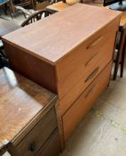 A G-Plan teak dressing table together with a G-plan teak chest of drawers and a head board