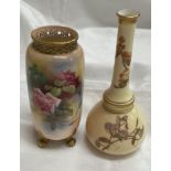 A Royal Worcester porcelain vase with a pierced rim,