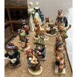 A collection of Hummel figures together with two Royal Doulton figures,