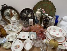 A large lot including a Royal Worcester vase of spherical shape with a gilt decorated yellow ground