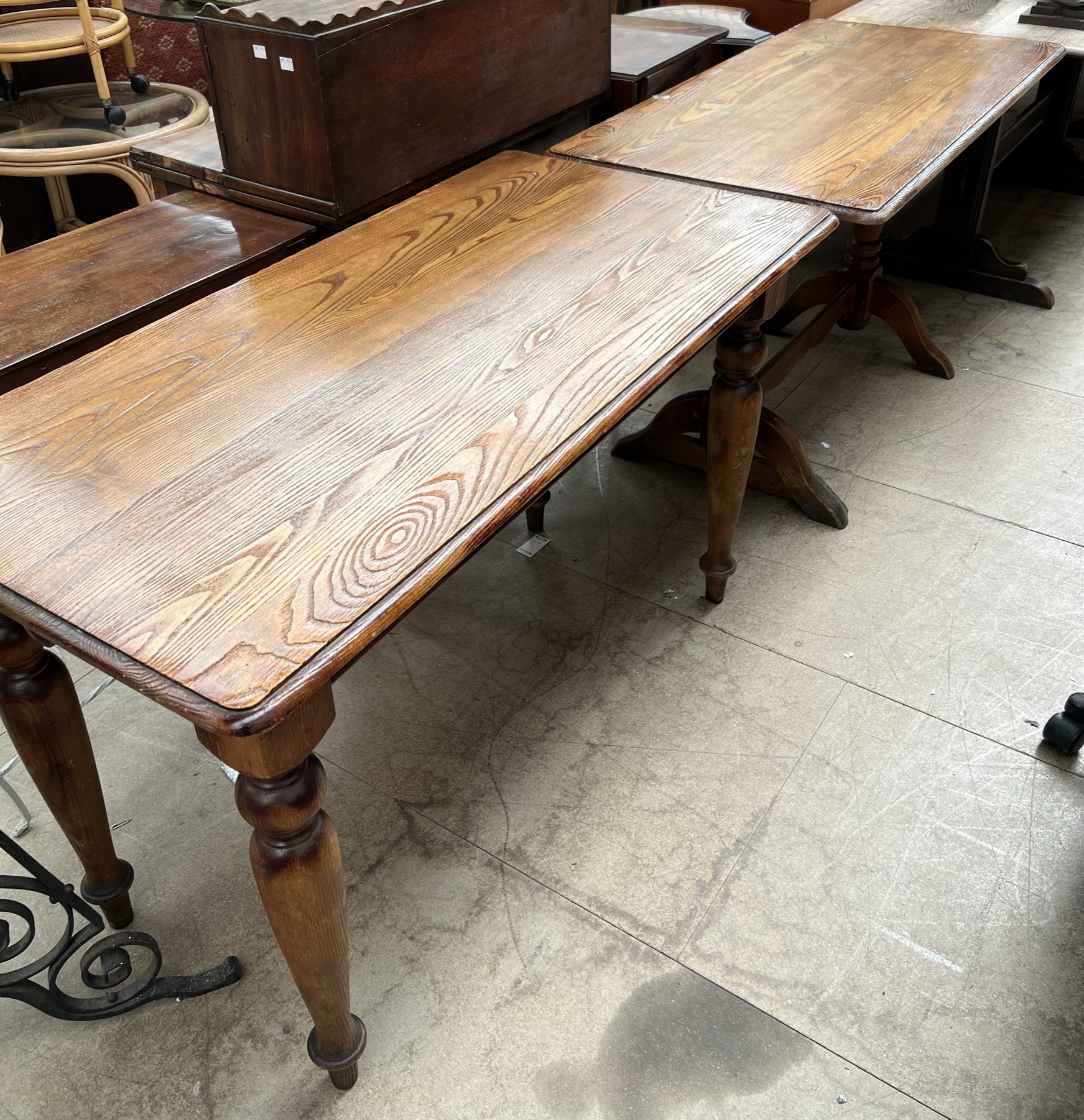 Two ash topped dining tables