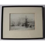 William Lionel Wyllie "The last journey" An Etching Signed in pencil to the margin 16.