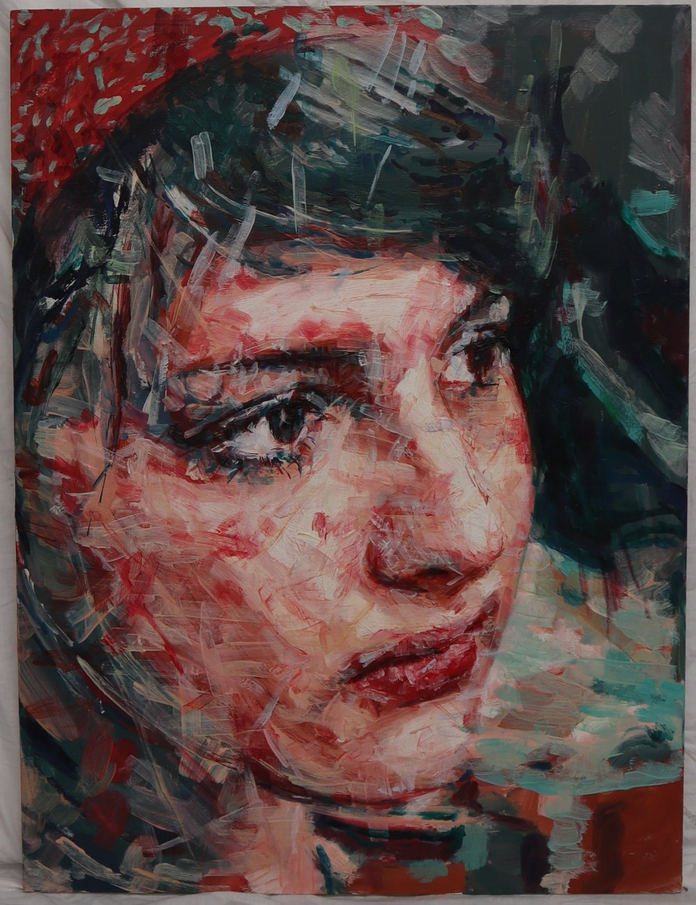 Liam O'Connor Head portrait of a young lady looking to her left Oil on canvas 122 x - Image 2 of 4
