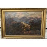 19th century British School Highland cattle Oil on canvas