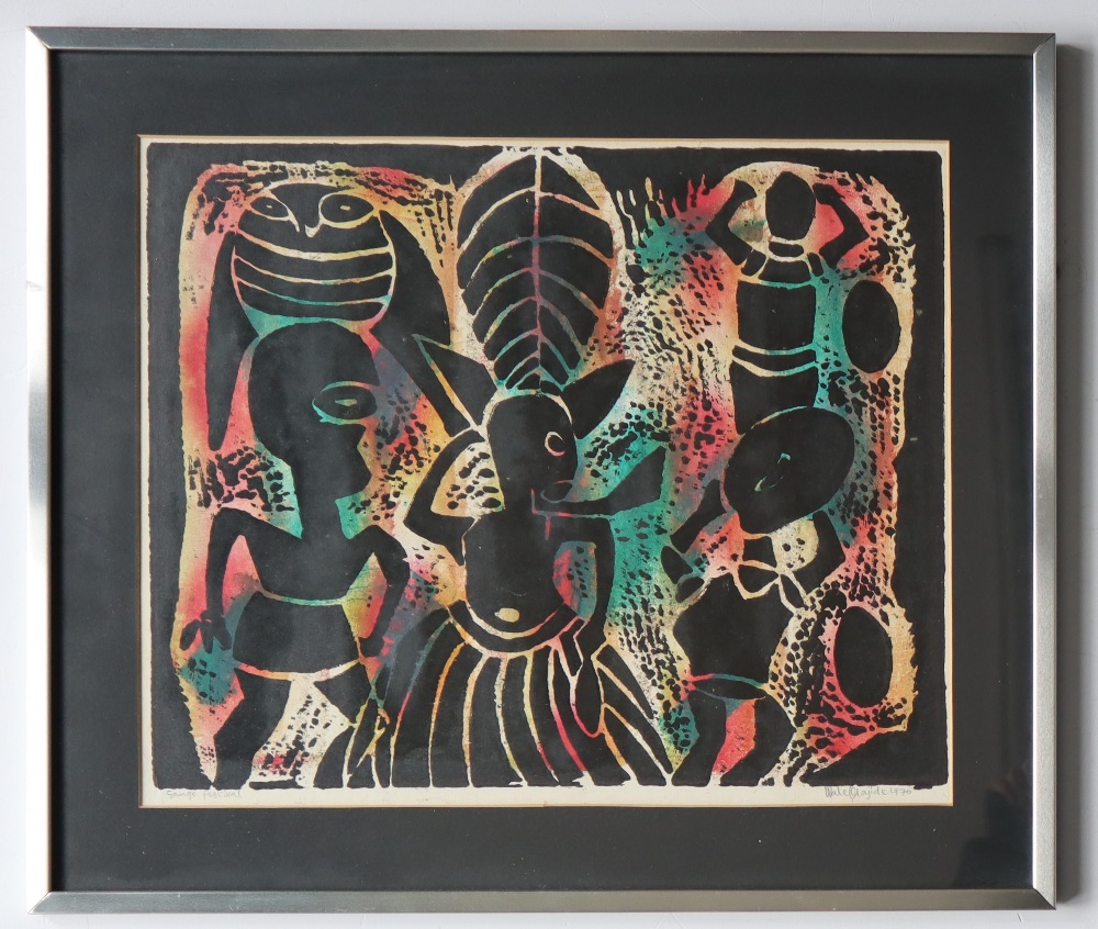 Wale Olajide Sango Festival Woodblock print Signed and titled in pencil to the margin - Image 2 of 5