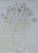 Sarah Hopkins Fading flowers Pencil drawing Initialled 43 x 31cm ***Artists resale rights may