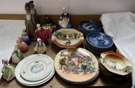 A collection of Royal Doulton Series ware bowls and plates together with Royal Doulton figures,