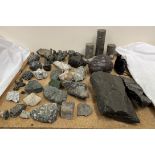 A collection of rock samples etc