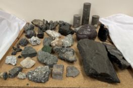 A collection of rock samples etc