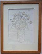 Sarah Hopkins Fading flowers Pencil drawing Initialled 43 x 31cm ***Artists resale rights may