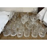Bohemia glass tumblers together with other drinking glasses, sundae dishes,