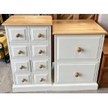 A cream painted pine chest of eight drawers containing CD's together with a similar filing cabinet